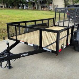 7' X 12' Straight Deck Utility Trailer 2ft Mesh Sides Double Axle 7K GVWR