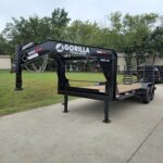 7×20 Gooseneck Equipment Trailer (2) 7K Axles Standup Ramps I-Beam 14K GVWR
