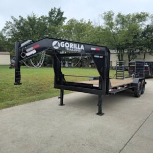 7x20 Gooseneck Equipment Trailer (2) 7K Axles Standup Ramps I-Beam 14K GVWR