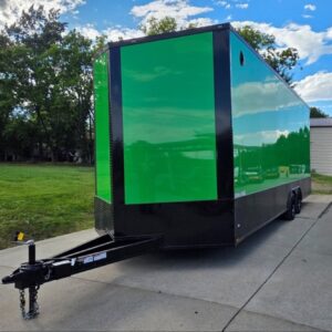8.5x24 Lime Green w/ Blackout V-Nose Car Hauler Enclosed Trailer 9ft Interior (2) 5,200lb Axles