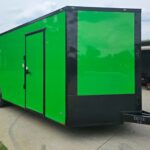 8.5x24 V Nose Neon Green Enclosed Trailer (2) 5200 LB Axles With Brakes 7 Ft Interior Height With Black Out Package