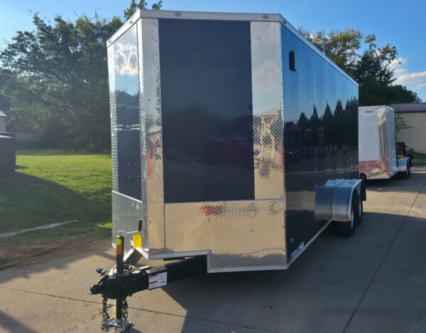 7x16x7 Indigo Blue Enclosed Trailer (2) 3500LB Axles, product image 1