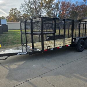 6.4x16 Utility Trailer Straight Deck 4ft Mesh Sides with Basket (2) 3,500lb Axles