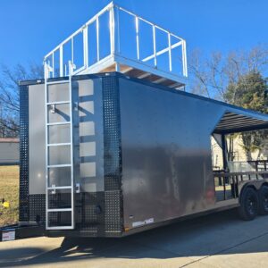8.5'X24' Charcoal Enclosed Trailer Hybrid Roof Platform and Equipment Hauler (2) 8000lb Axle