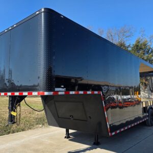 8.5' X 32' Gooseneck Hybrid Enclosed Trailer and 16' Porch With Fold Out Gate