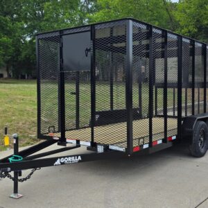 6.4x14 Straight Deck Utility Trailer 6ft Mesh Sides with Metal Roof (2) 3,500lb Axles