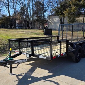 7' X 12' Straight Deck Utility Trailer 18IN Mesh Sides Double Axle 7K GVWR