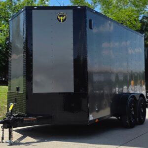 7x14 Black V-Nose Enclosed Trailer Blkout Pkg (2) 7,000lb Axles Elec Pkg
