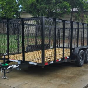 7x16 Powder Coated Straight Deck Utility Trailer with 4.5ft Mesh Sides (2) 3500lb Axles