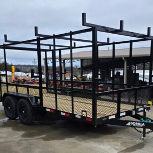 7x16 Straight Deck (2) 5200lb Axles 2ft Mesh 6ft Ladder Racks