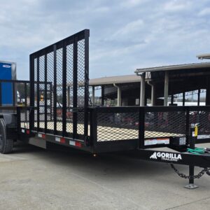 7×20 Powder Coated Utility Trailer with Side Gate and 18″ Mesh (2) 5,200lb Axles