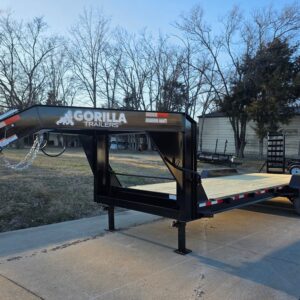 7x22 Gooseneck Equipment Trailer (2) 7K Axles Standup Ramps 14k GVWR