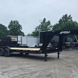 7x24 Gooseneck Equipment Trailer (2) 7K Axles Standup Ramps 14k GVWR