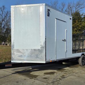 8.5×24 Hybrid White Enclosed V-Nose Trailer (2) 7000lb Axles 14k GVWR