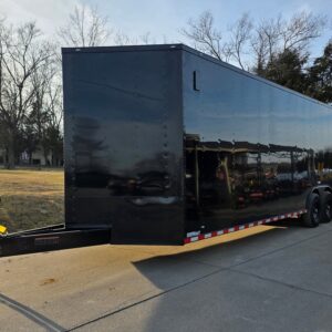8.5×28 Black V-Nose Enclosed Trailer with Blackout Pkg (2) 7K Axles with D rings