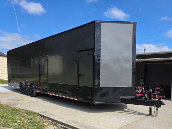 8.5' x 36' Charcoal w/ Blackout Trim Enclosed V-Nose Wall and Floor E-Track (3) 7,000lb Axles, product image 1