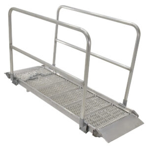 Vestil Aluminum Grip-Strut Walk Ramps with Hand Rails AWR-G-28-14A-HR
