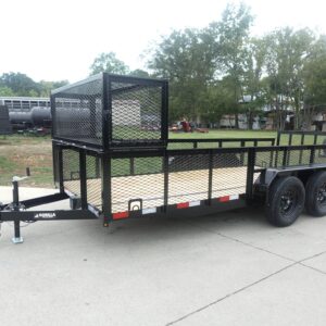 6.4x16 Dovetail Utility Trailer with Front Basket 2ft Mesh (2) 3500lb Axles