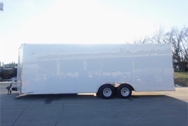 8.5×24 White V-Nose Enclosed Trailer (2) 3500lb Axles 7K GVWR, product image 1