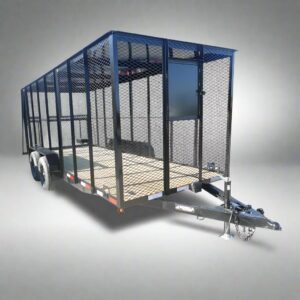 6.4x16 Straight Deck Utility Trailer 6ft Mesh Sides with Metal Roof (2) 3,500lb Axles