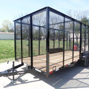 7' x 18' Tandem Straight Deck Utility Trailer 6ft Mesh Sides 7K GVWR