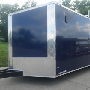 8.5x24 Blue V-Nose Slant Top Enclosed Trailer (2) 5200lb Axles Ladder Racks