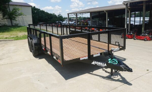 7x16 Dovetail Debris Utility Trailer 2ft Mesh Sides (2) 3500lb Axles 7K GVWR, product image 1