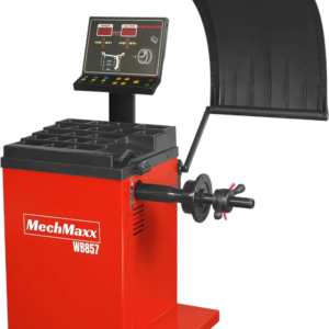MechMaxx WB857 Wheel Balancer 10-24" Rim Car Tire Balancing Machine 40 mm Shaft Foot Pedal Brake Laser Guided LED Illuminator New