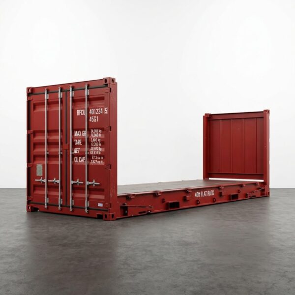40ft Flat Rack Container - One-Trip - Red, product image 1