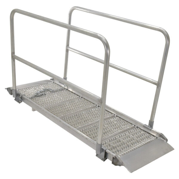 Vestil Aluminum Grip-Strut Walk Ramps with Hand Rails AWR-G-28-12A-HR, product image 1