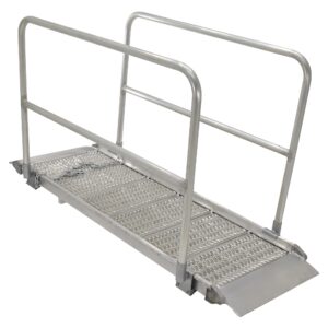 Vestil Aluminum Grip-Strut Walk Ramps with Hand Rails AWR-G-28-6A-HR