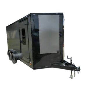 7x14 Charcoal V-Nose Enclosed Trailer (2) 3,500lb Axles Windows Elect & Blkout Pkg
