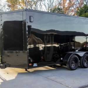 7x14 Enclosed Trailer Black V-Nose Blackout Package Storage (2) 3,500lb Axles