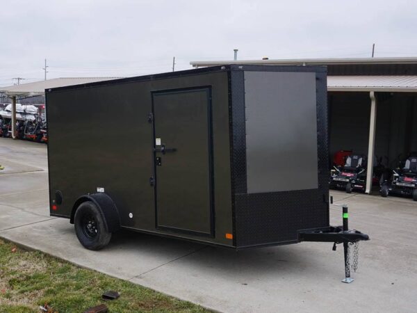 7x12 Enclosed Trailer Charcoal V-Nose Blackout Package 3,500lb Axle Storage, product image 1