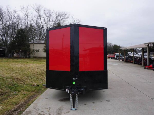7x14 Enclosed Trailer Red V-Nose Blackout Package 3,500lb Axle Storage, product image 1
