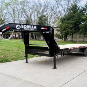 8.5x25 IBeam Gooseneck Straight Deckover Trailer (2) 7K Axles Slide Ramps 14K GVWR