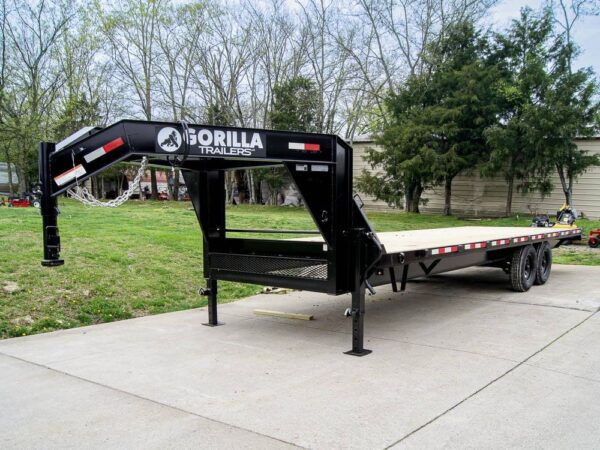 8.5x25 IBeam Gooseneck Straight Deckover Trailer (2) 7K Axles Slide Ramps 14K GVWR, product image 1