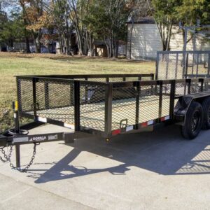 6.4x14 Straight Deck Utility Trailer 2ft Mesh Sides (2) 3500lb Axles 7K GVWR
