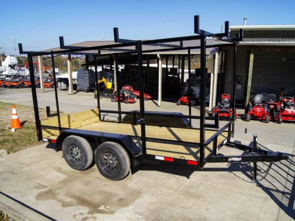 6.4x12 Straight Deck Utility Trailer 6ft Ladder Racks (2) 3500lb Axles, product image 1