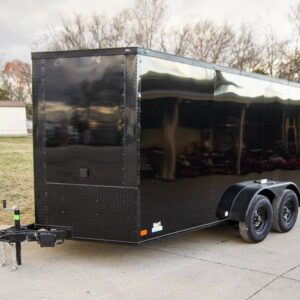 7x14 Black V-Nose Enclosed Trailer Blkout Pkg (2) 3,500lb Axles Elec Pkg