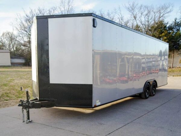 8.5x24 Silver V-Nose Enclosed Trailer Blackout Pkg (2) 5,200lb Axles, product image 1