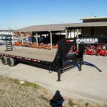 8.5x25 IBeam Gooseneck Deckover Trailer (2) 7K Axles Stand-Up Ramps