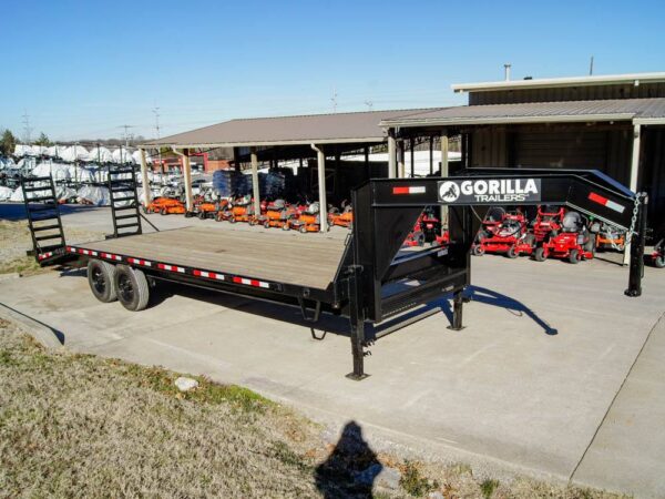 8.5x25 IBeam Gooseneck Deckover Trailer (2) 7K Axles Stand-Up Ramps, product image 1
