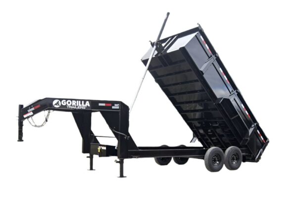 7x16 Gorilla Telescopic Gooseneck IBeam Dump Trailer 3ft Sides (2) 7K Axles, product image 1