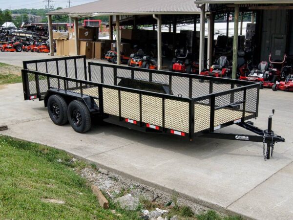 6.4x18 Powder Coated Dovetail Utility Trailer with 2ft Mesh Sides (2) 3500lb Axles, product image 1