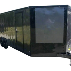 8.5x24 Charcoal Grey V-Nose Enclosed Trailer with Blackout Package Storage