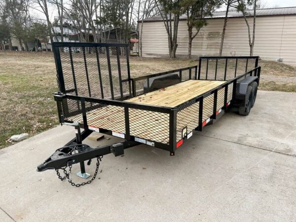 7x20 Powder Coated Utility Trailer with Side Gate and 18" Mesh (2) 3,500lb Axles, product image 1
