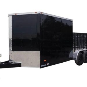 Enclosed Utility Hybrid Trailer 7' X 18' with Side Door- Lawn Mower Equipment Hauler Storage