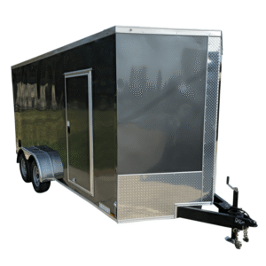 7x16 Charcoal V-Nose Enclosed Storage Trailer (2) 3,500lb Axles
